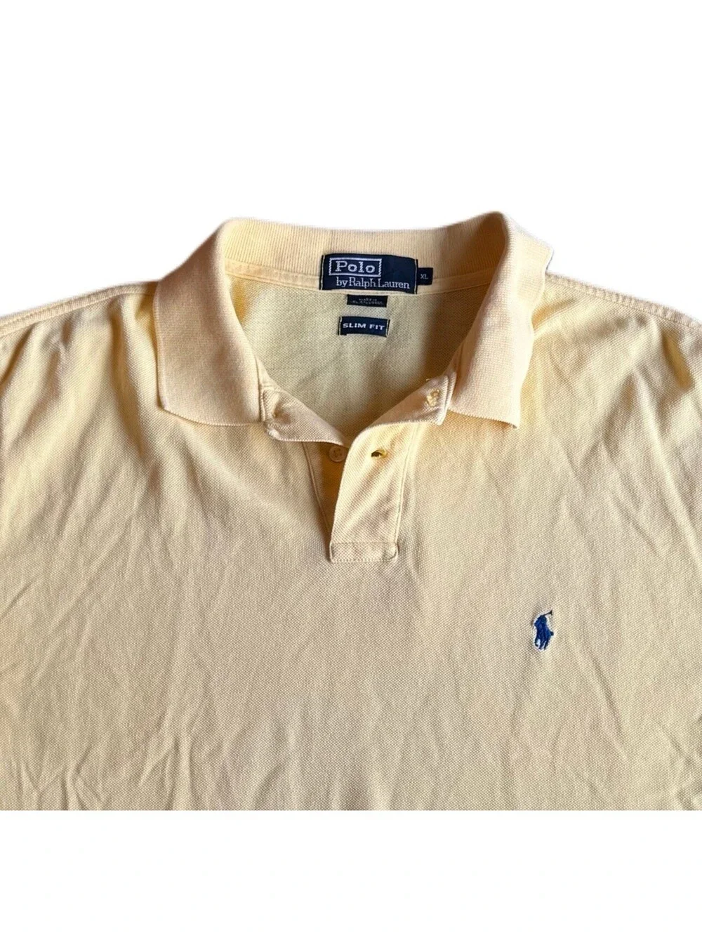 Polo Ralph Lauren Slim Fit Polo Shirt Men’s XL Yellow Blue Pony Logo